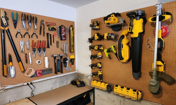 Tools hanging pegboard